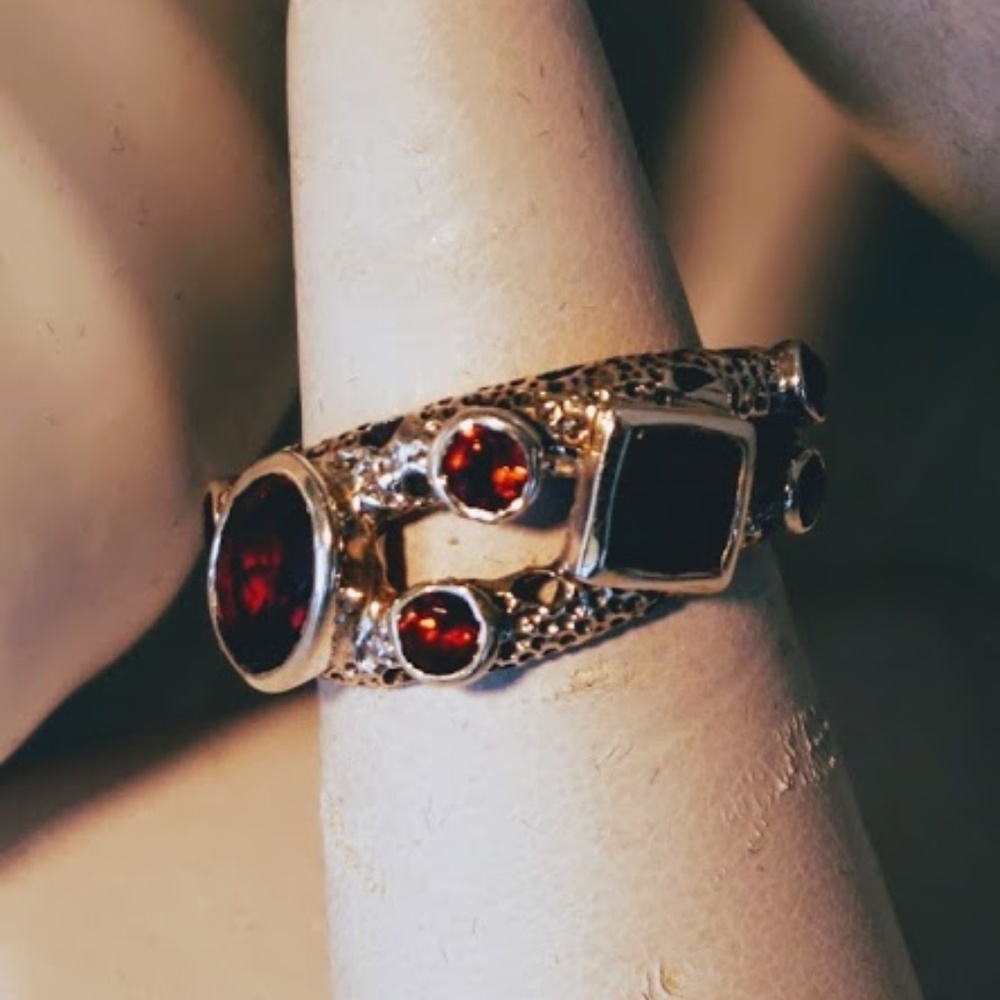 Garnet and Silver Ring